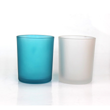 Wholesale empty frosted blue glass candle container for home decor cadles making